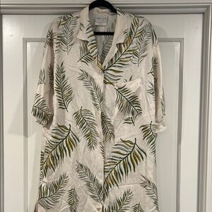 Palm Leaf Print Midi Dress